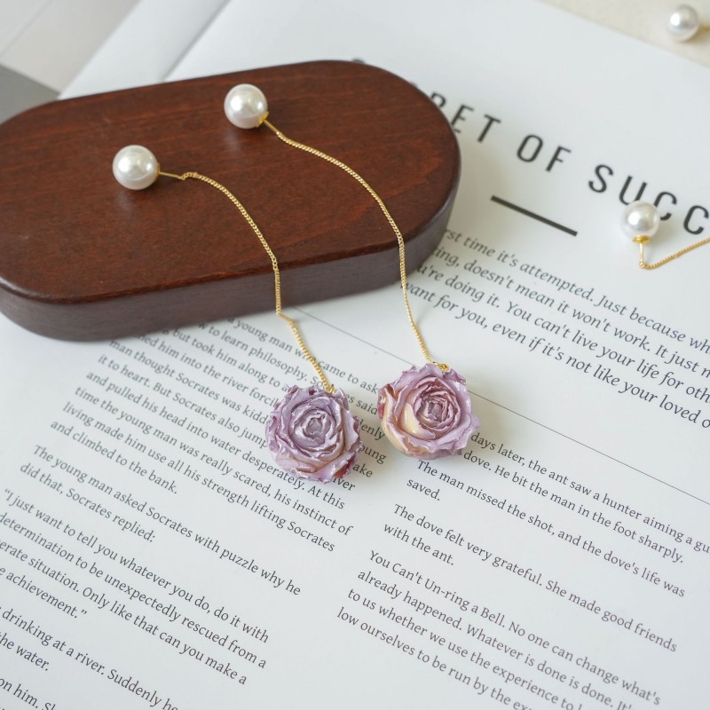 Pendientes Largos Elegantes de - Flower Preservation Resin reseña y precio