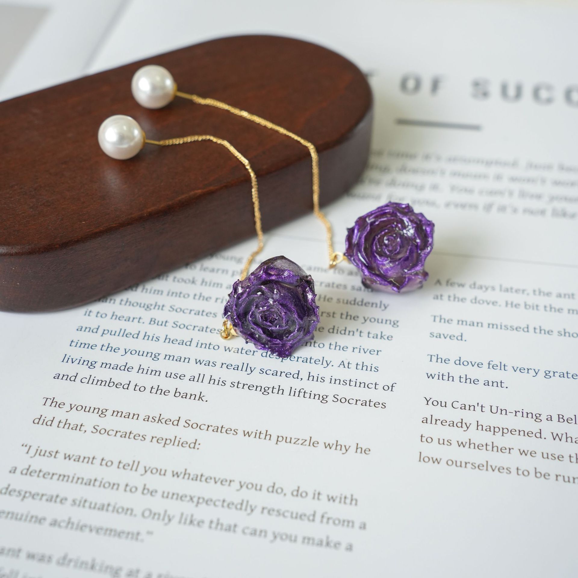 Pendientes Largos Elegantes de - Flower Preservation Resin reseña y precio